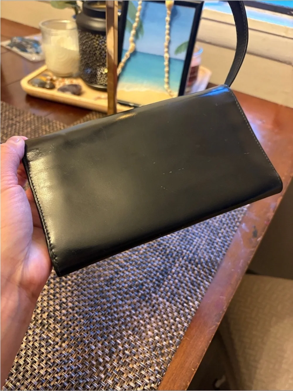 Celine Black Horse Carriage Leather Shoulder Bag with adjustable strap